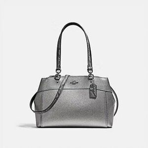 Coach Brooke Carryall Metallic Shoulder Bag with Snakeskin Crossbody Strap